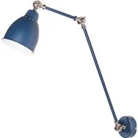 Lampada da parete moderna blu scuro da lettura a braccio lungo in metallo bianco dal design moderno