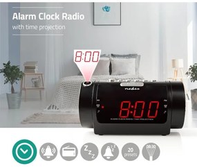 Nedis CLAR005BK - Radiosveglia con display LED e proiettore 230V