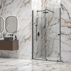 Kamalu - Porta doccia scorrevole 180 cm nera opaca senza profili | KNM4000N