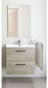 Mobile Bagno Sospeso 60 Cm Con Lavabo In Ceramica E Specchio Aruba Rovere