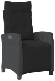 Set da pranzo da giardino 7 pz nero con cuscini in polyrattan