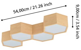 Plafoniera Industrial Mirlas 4 Luci Legno Marrone