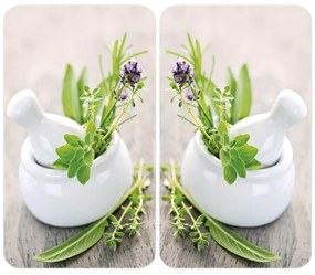 Set di 2 copri stufe in vetro Herbal, 52 x 30 cm Herb Garden - Wenko