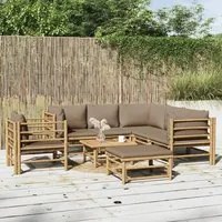 Set Salotto da Giardino 8pz con Cuscini Tortora Bamb