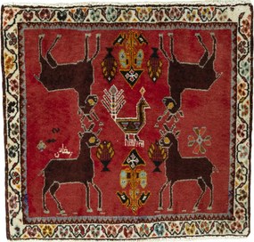 Shiraz Tappeto persiano 60 x 60 Rosso (Iran) Annodato A Mano