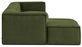Kave Home - Divano Blok 4 posti chaise longue sinistra in velluto a coste spesse verde 330 cm