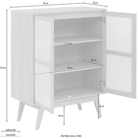 Mobiletto colore naturale in rovere decorato 87x110 cm Bridget - Støraa