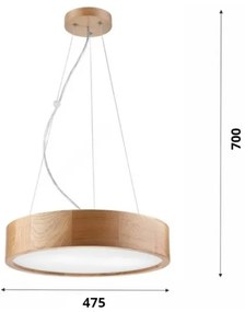 Lampadario a cavo OAK 3xE27/60W/230V rovere Ø 47,5 cm