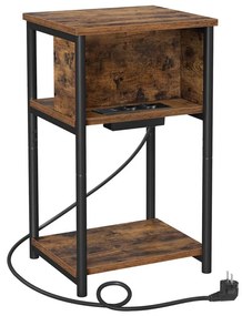 Tavolino da appoggio con prese integrate e porte USB ROD marrone/nero