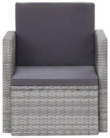 Sedia da giardino con cuscini in polyrattan grigio