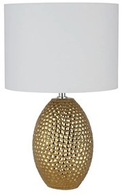 Lampada Scrivania Contemporanea Nadine Porcellana Oro Tessuto Bianco 1 Luce E27