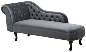Chaise longue sinistra in velluto grigio NIMES Beliani