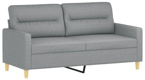 Set divani 3 pz con cuscini grigio chiaro in tessuto