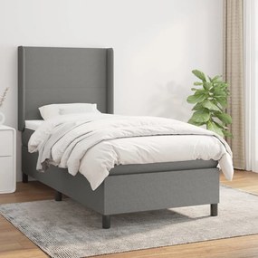 Giroletto A Molle Con Materasso Grigio Scuro 80x200 Cm Tessuto /