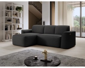 Divano angolare color antracite (con penisola a sinistra/con chaise lounge) e rivestimento in bouclé Ume – ELTAP