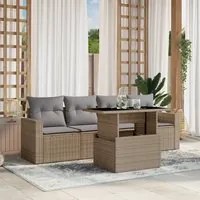 Set Divano da Giardino 5 pz con Cuscini Beige in Polyrattan 3267099