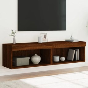 Mobili Porta Tv Con Luci Led 2 Pz Rovere Marrone 60x30x30 Cm /
