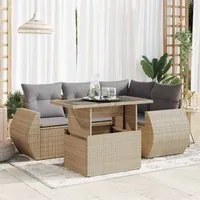 Set Divano da Giardino 5 pz con Cuscini Beige in Polyrattan 3326630