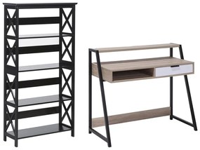 Set di mobili da ufficio legno chiaro e nero FOSTER/CALVIN Beliani