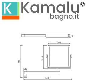 Kamalu - specchio ingranditore orientabile 20x20cm per alberghi finitura cromata | sp-3592