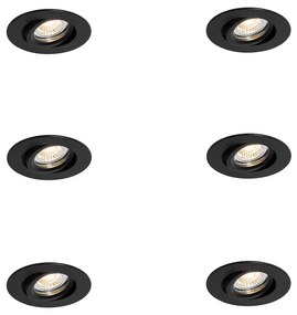Set di 6 faretti da incasso orientabili neri da 6.5cm con LED IP54 Ultra Slim - Pupil