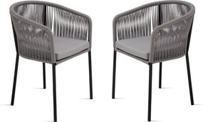 Sedia in corda Grigio Chiaro con struttura in metallo JOAN 2 sedie