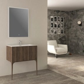 Mobile da bagno sospeso sotto lavabo Domino di Baden Haus L 80 x H 43 x P 46 cm noce cannettato, 1 cassetto