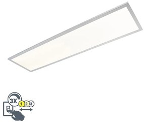 Elegante plafoniera rettangolare cromo con LED integrato IP44 - Flat