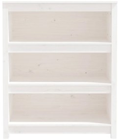 Libreria bianca 80x35x97 cm in legno massello di pino
