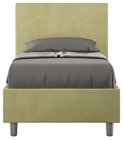 Letto singolo imbottito 80x190 microfibra Adele senza rete e contenitore, Tè Verde / Contenitore