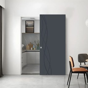 Porta scorrevole Dna in legno grigio, L 101 x H 230 cm, con binario Invisibile Sinistra