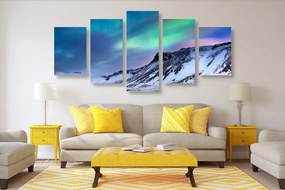 Quadri 5 pezzi – Aurora boreale norvegese