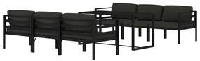 Set divani da giardino 7 pz con cuscini in alluminio antracite