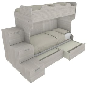 SMARTG - Letto a castello con scaletta contenitore e secondo letto estraibile (o cassettoni in alternativa))