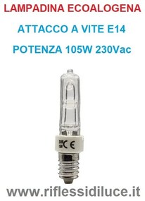 Lampadina ecoalogena tubolare attacco E14 potenza 105W