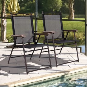 Costway Set di 2 sedie pieghevoli da patio con braccioli, Sedie da pranzo portatili per cortile terrazza piscina
