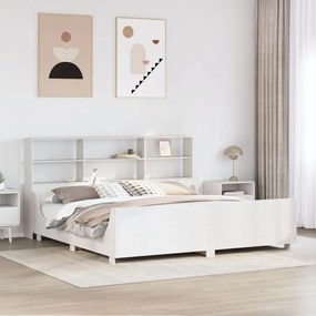 Letto libreria senza materasso bianco 180x200 cm legno massello