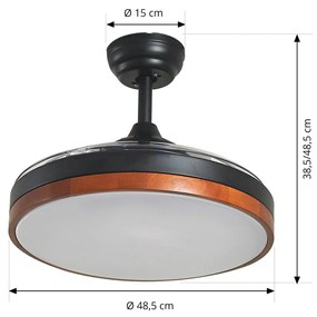 Lindby Ventilatore da soffitto Lindy LED Oras, nero, DC, silenzioso, 107 cm