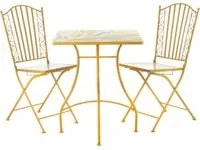 Set tavolo quadrato in ferro con 2 sedie mosaico oro