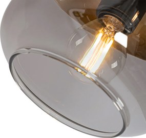 Faretto di design nero con vetro oro e fumé 3 luci rotondo - Kyan