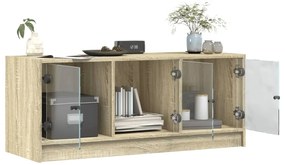Mobile porta tv con ante in vetro rovere sonoma 102x37x42 cm