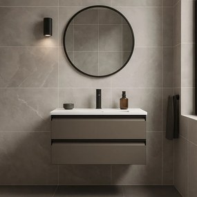 Mobile da bagno sospeso sotto lavabo L 79.5 x H 40 x P 45.5 cm grigio laccato opaco, 2 cassetti Fusion