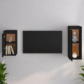 Mobili porta tv 2 pz neri in legno massello di pino