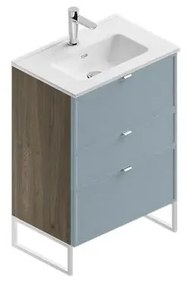 Mobile sottolavabo e lavabo Quadra cotto/cielo in mdf L 60 x H 93 x P 39 cm 1 vasca 3 cassetti