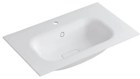 Lavabo a incasso rettangolare vasca centrale L 80.5 x H 15 x P 46 cm in resina bianco lucido