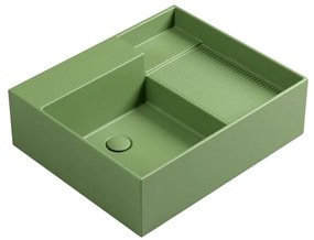 Lavabo da appoggio Nobu COLAVENE rettangolare in ceramica L 60 x H 21 x P 50 cm verde opaco piletta non inclusa