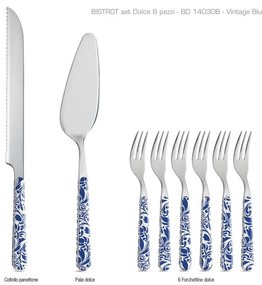 Set 8 Pz Posate da Dolce Moderne - Vintage Blu