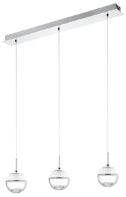 Lampadario Contemporaneo Montefio 1 Acciaio Cromo Vetro 3 Luci Led 5W