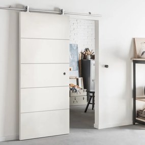 Porta scorrevole Fourlines in mdf bianco, L 93 x H 212 cm, con binario Ermes Reversibile