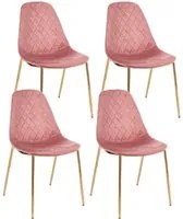 Set 4 Sedie Imbottite 48x55x85 cm Terry in Velluto Rosa